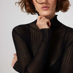 Black Transparent Boat Neck Blouse