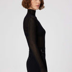 Black Transparent Boat Neck Blouse