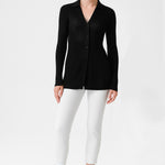 Black Transparent Detailed Ribbed Women's Cardigan