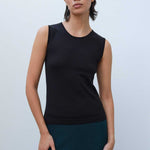 Black Sleeveless Knit Women's Athletic Top