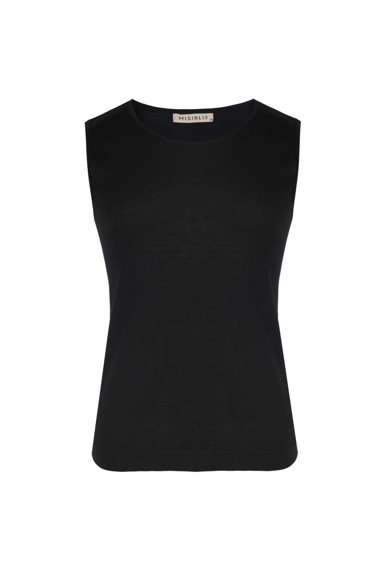 Black Sleeveless Knit Women's Athletic Top