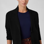 Black V-Neck Buttoned Women's Jacket
