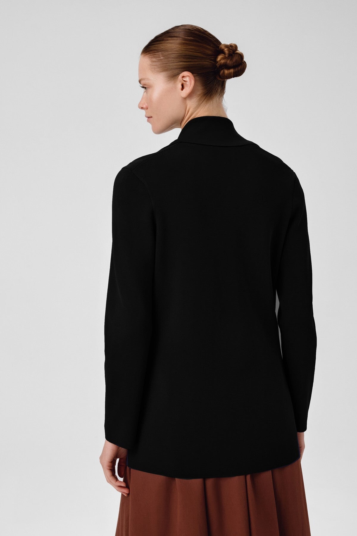 Black V-Neck Buttoned Women's Jacket