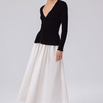 Black V-Neck Ribbed Fine Women's Cardigan