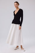 Black V-Neck Ribbed Fine Women's Cardigan