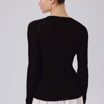 Black V-Neck Ribbed Fine Women's Cardigan