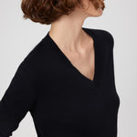 Black V-Neck Long Sleeve Women's Sweater