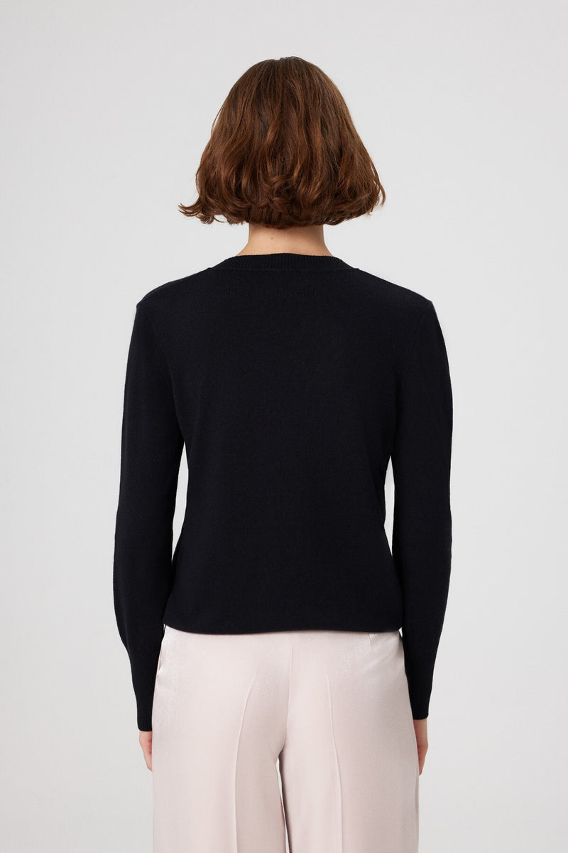 Black V-Neck Long Sleeve Women's Sweater