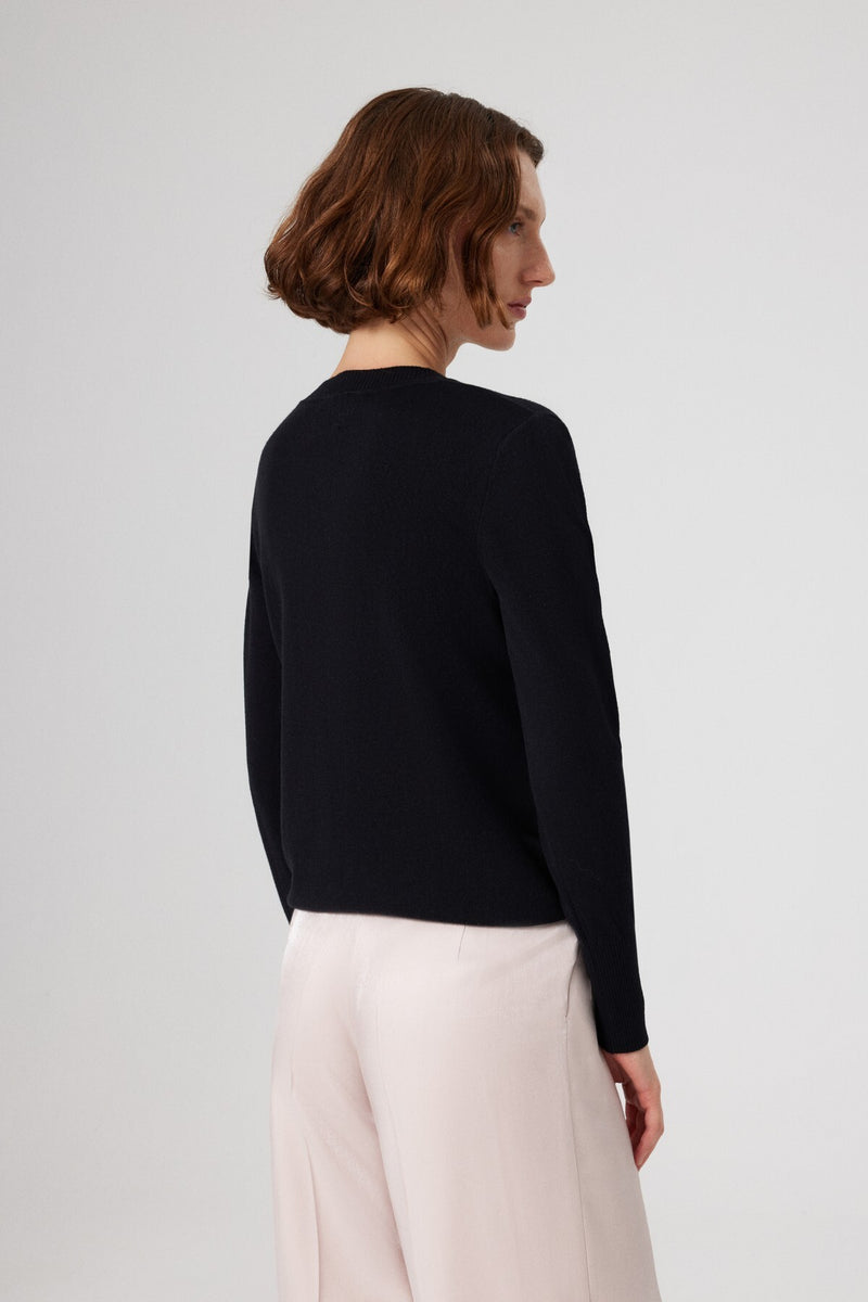 Black V-Neck Long Sleeve Women's Sweater