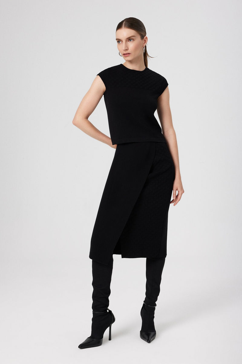 Black Collar Patterned Crop Top