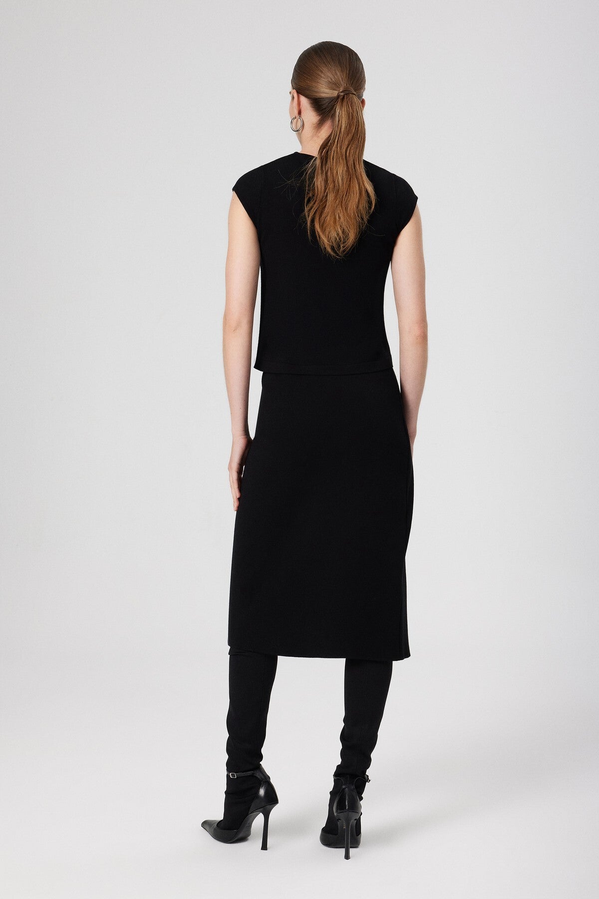 Black Collar Patterned Crop Top