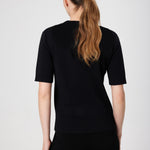 Women's Sweater with Black Collar Embroidery