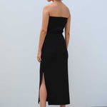 Black Slit Detail Long Knit Skirt