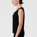 Black Round Neck Satin Women's Athletic Shirt