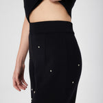 Women's Wide-Leg Pants with Black Stone Embroidery