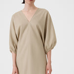 Stone Balloon Sleeve V-Neck Dress