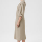 Stone Balloon Sleeve V-Neck Dress