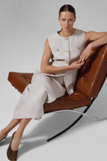 Women's Vest with Stone Gold Button Pocket Detail
