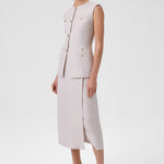 Women's Vest with Stone Gold Button Pocket Detail