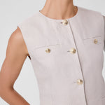 Women's Vest with Stone Gold Button Pocket Detail