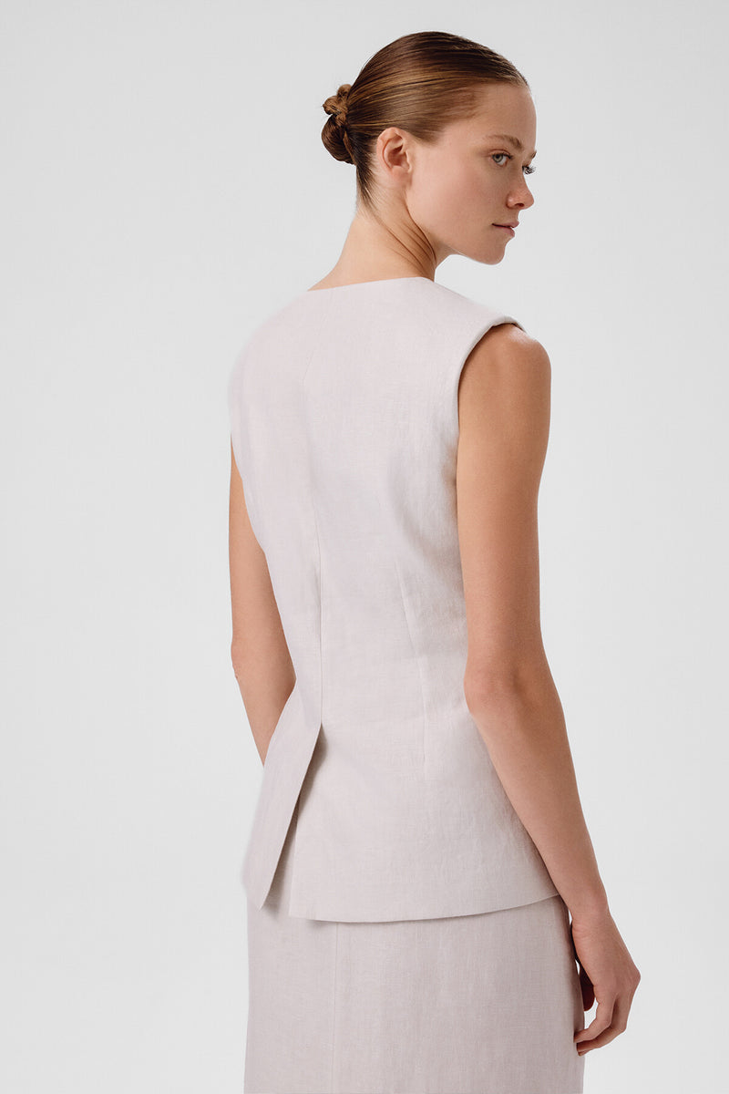 Women's Vest with Stone Gold Button Pocket Detail