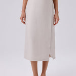 Stone-Washed Asymmetrical Slit Midi Skirt