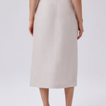 Stone-Washed Asymmetrical Slit Midi Skirt