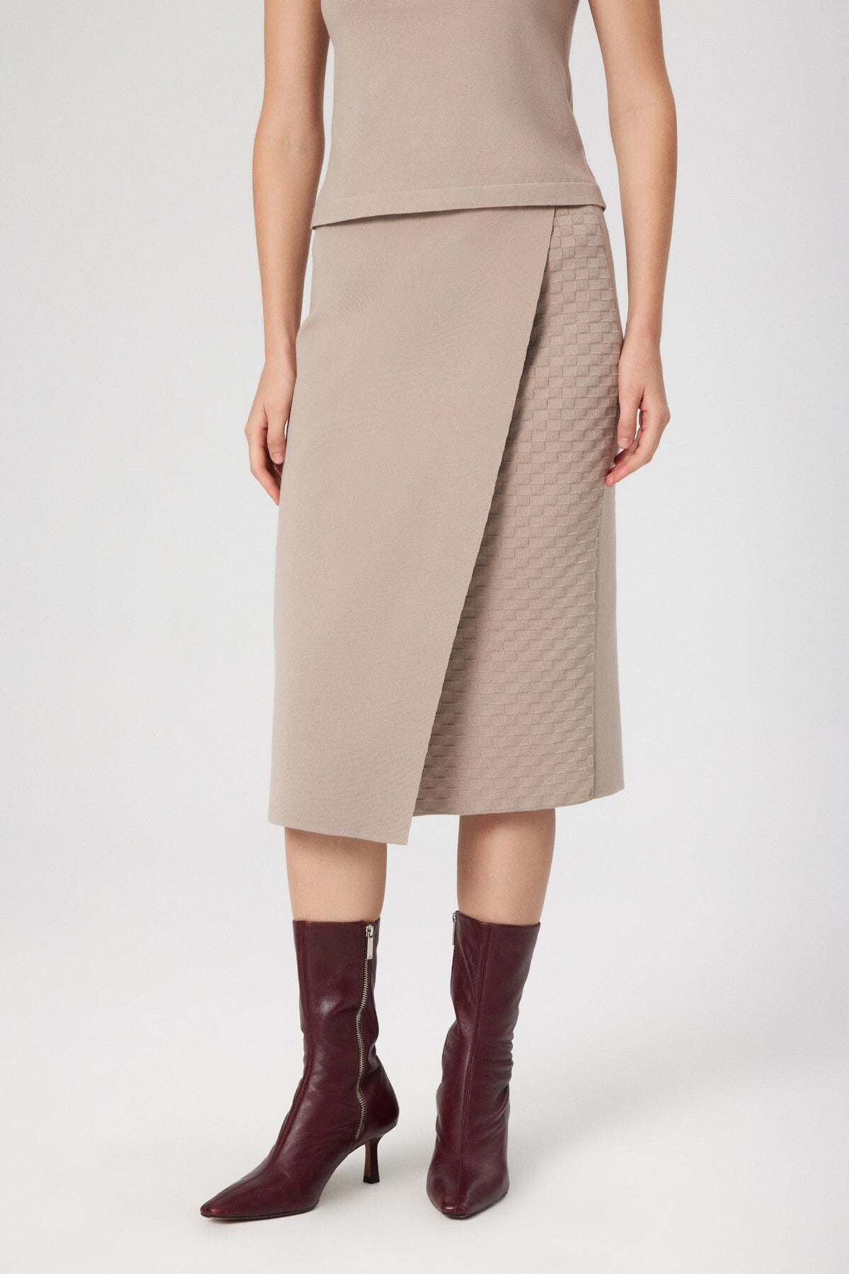 Stone Cross Pattern Midi Skirt