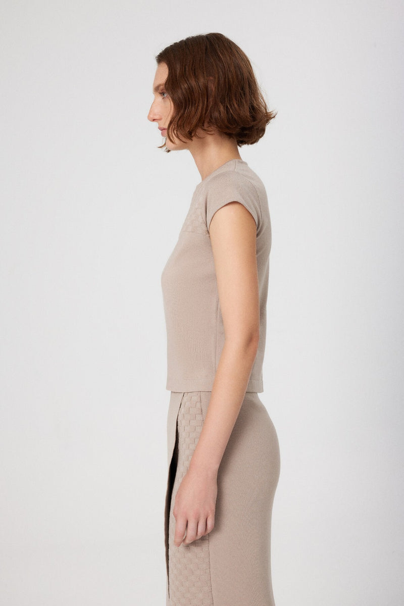 Stone Collar Patterned Crop Top