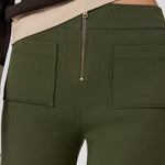 Green Pocket Detailed Zipper Women's Pants
