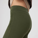 Green Pocket Detailed Zipper Women's Pants
