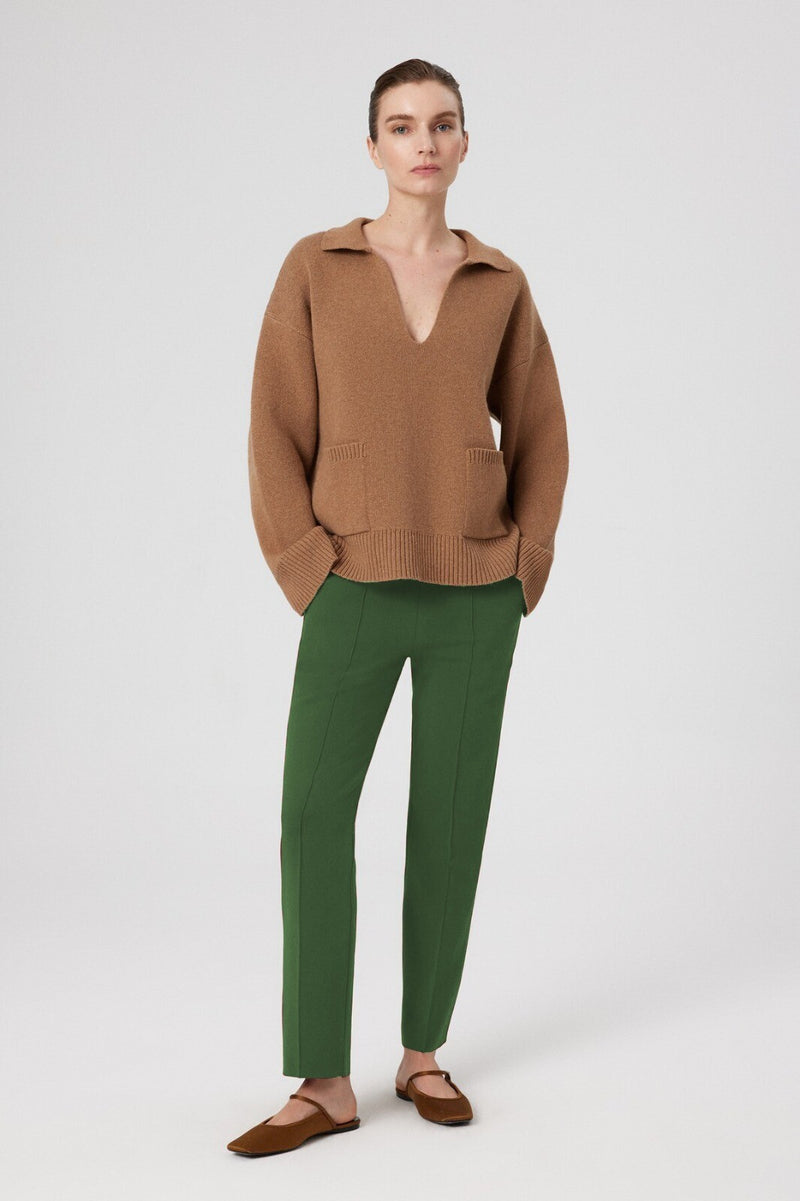 Women's Pants with Green Stitching and Pocket Details