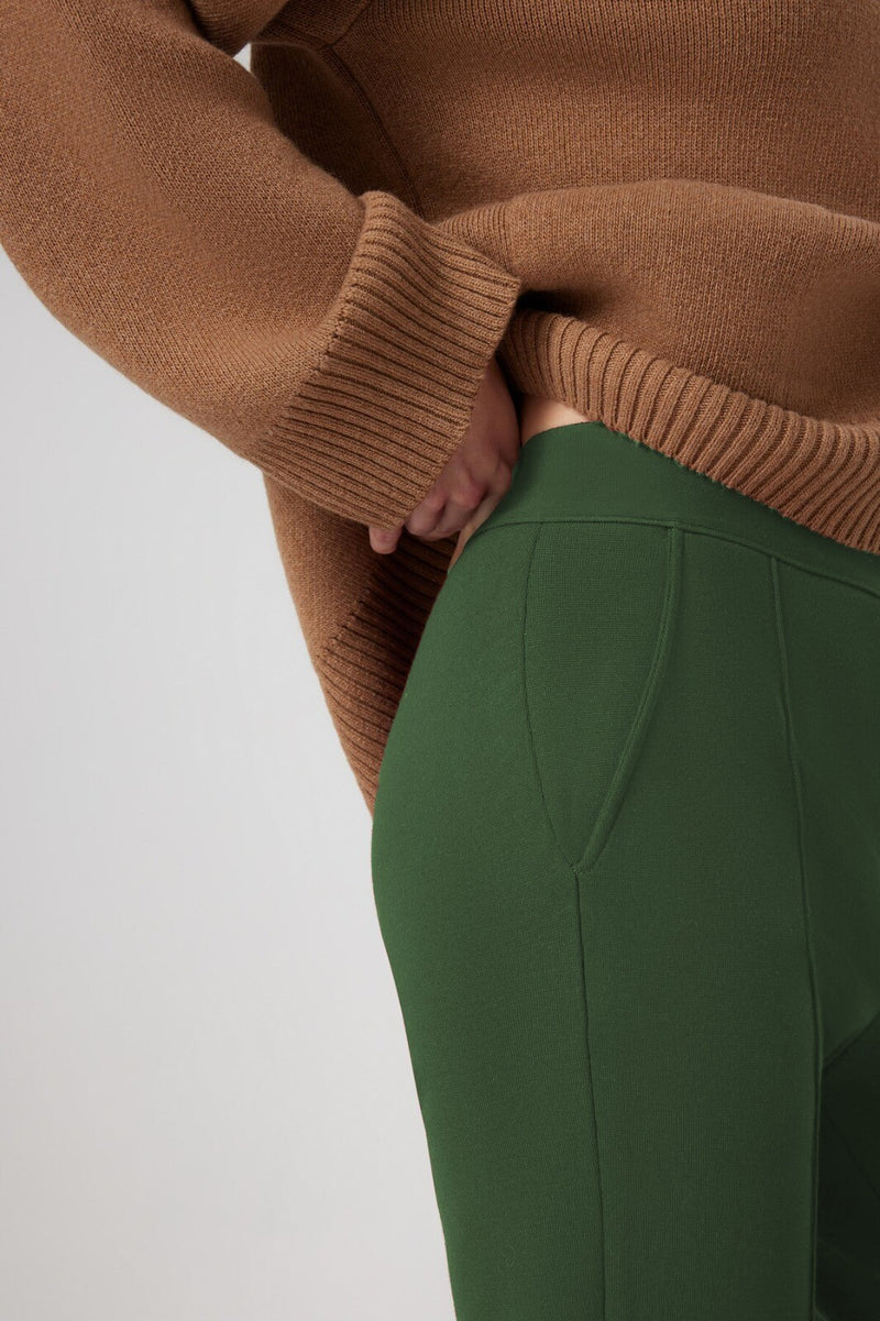Women's Pants with Green Stitching and Pocket Details