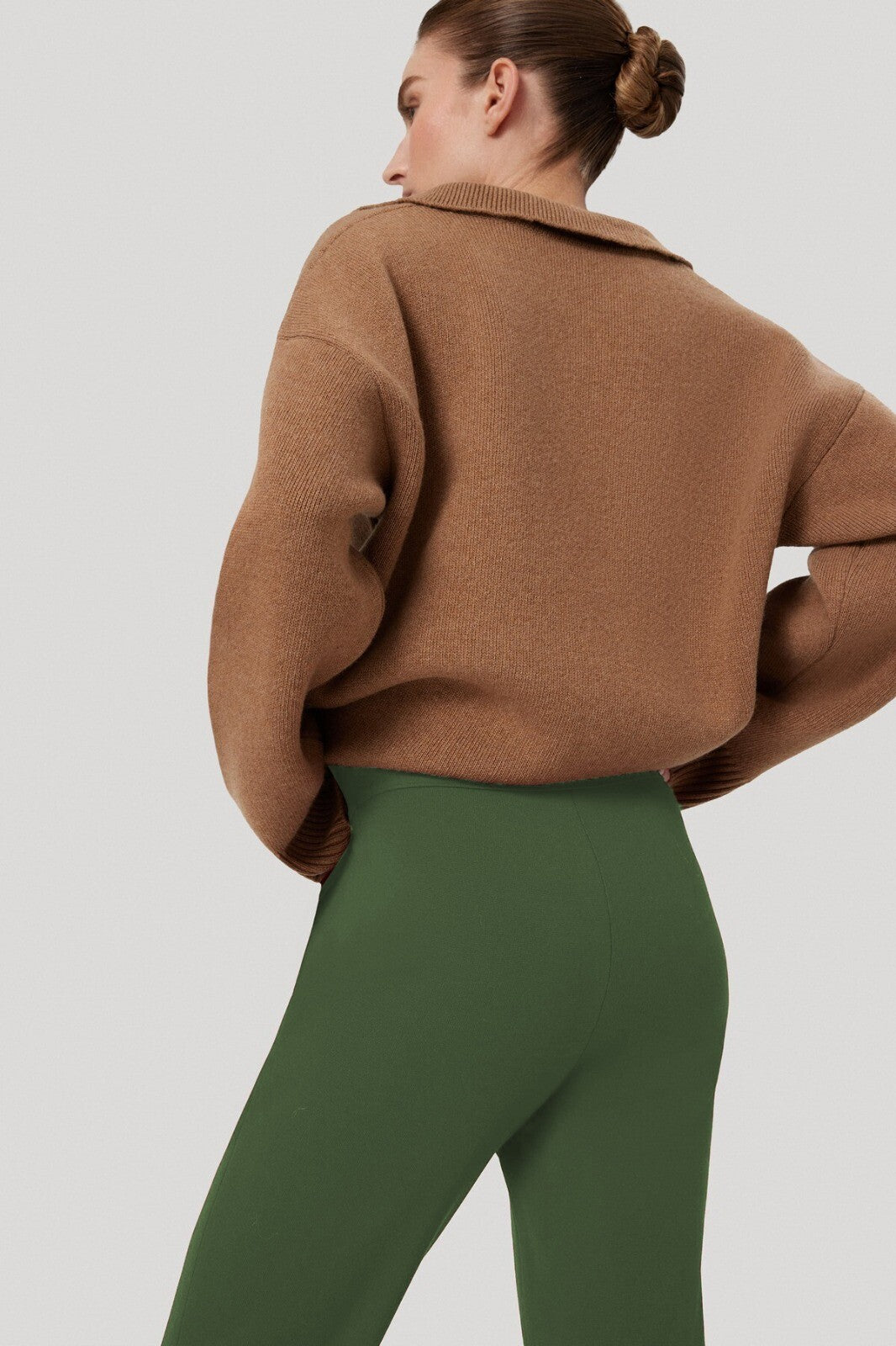 Women's Pants with Green Stitching and Pocket Details